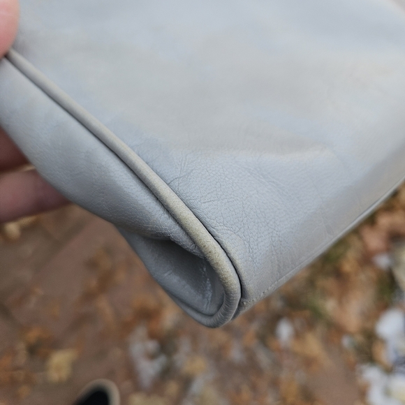 Stuart Weitzman vintage 80s gray leather shoulder bag with exotic detail - Picture 8 of 13